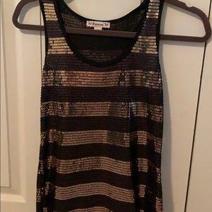 Gold and black sequin tank